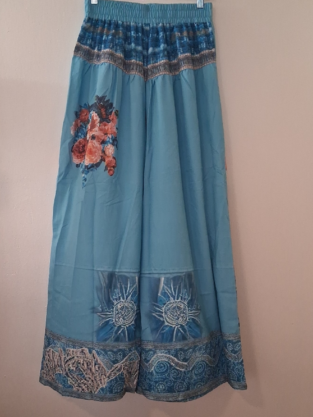 Boho Wide Leg Pants Medium Lightweight Beach Coastal Vacation